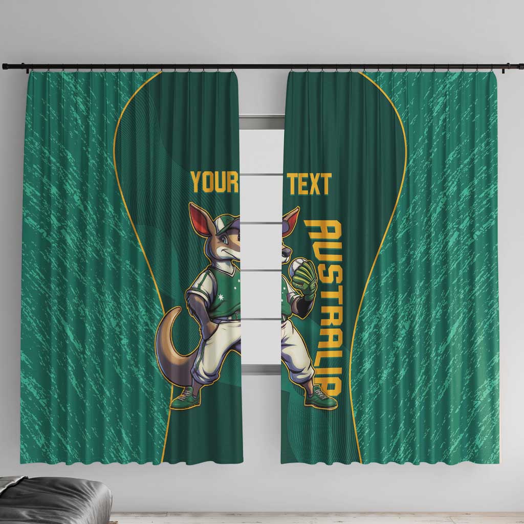 Custom Baseball Australia Window Curtain Go Champions - Aussie Kangaroo Mascot