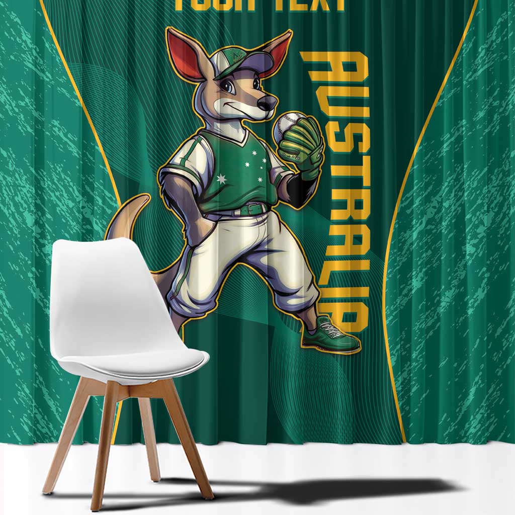 Custom Baseball Australia Window Curtain Go Champions - Aussie Kangaroo Mascot