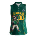 Custom Baseball Australia Women Sleeveless Polo Shirt Go Champions - Aussie Kangaroo Mascot