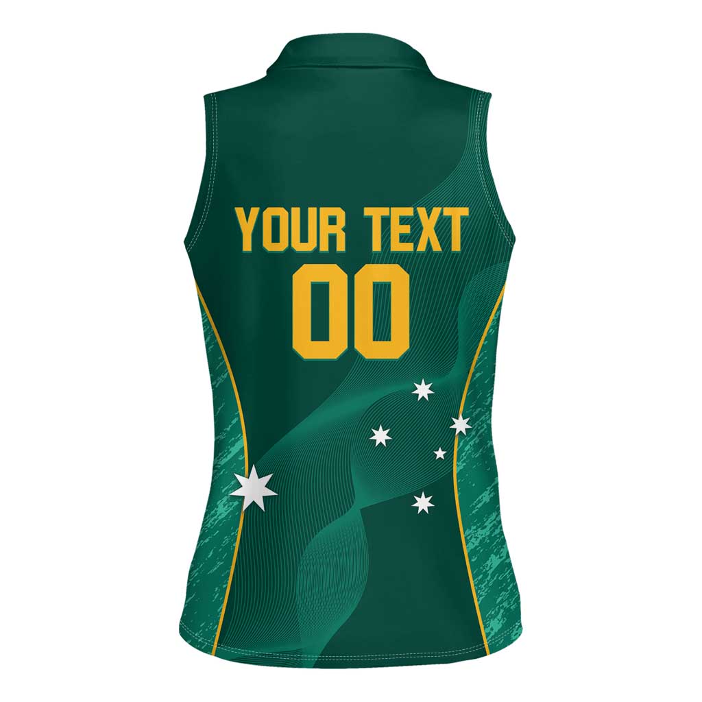 Custom Baseball Australia Women Sleeveless Polo Shirt Go Champions - Aussie Kangaroo Mascot