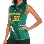 Custom Baseball Australia Women Sleeveless Polo Shirt Go Champions - Aussie Kangaroo Mascot