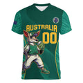 Custom Baseball Australia Women V-Neck T-Shirt Go Champions - Aussie Kangaroo Mascot