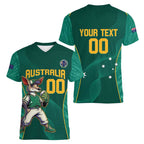 Custom Baseball Australia Women V-Neck T-Shirt Go Champions - Aussie Kangaroo Mascot