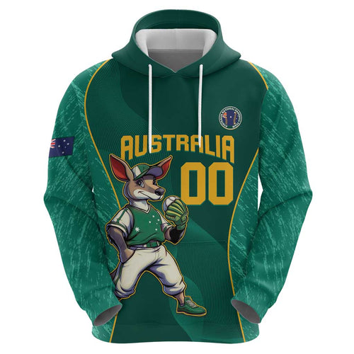 Custom Baseball Australia Zip Hoodie Go Champions - Aussie Kangaroo Mascot