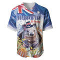 Wombat Australia Day Baseball Jersey Happy 26 January - Banksia Watercolor