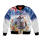 Wombat Australia Day Bomber Jacket Happy 26 January - Banksia Watercolor