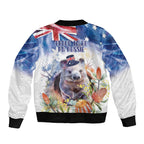 Wombat Australia Day Bomber Jacket Happy 26 January - Banksia Watercolor