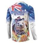 Wombat Australia Day Button Sweatshirt Happy 26 January - Banksia Watercolor
