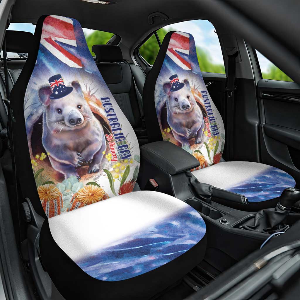 Wombat Australia Day Car Seat Cover Happy 26 January - Banksia Watercolor