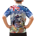 Wombat Australia Day Family Matching Mermaid Dress and Hawaiian Shirt Happy 26 January - Banksia Watercolor