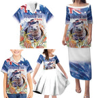 Wombat Australia Day Family Matching Puletasi and Hawaiian Shirt Happy 26 January - Banksia Watercolor