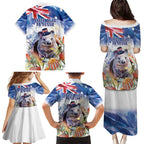 Wombat Australia Day Family Matching Puletasi and Hawaiian Shirt Happy 26 January - Banksia Watercolor