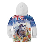 Wombat Australia Day Kid Hoodie Happy 26 January - Banksia Watercolor