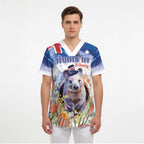 Wombat Australia Day Scrub Top Happy 26 January - Banksia Watercolor - Aussie Hoodie