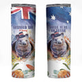 Wombat Australia Day Skinny Tumbler Happy 26 January - Banksia Watercolor