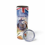 Wombat Australia Day Skinny Tumbler Happy 26 January - Banksia Watercolor