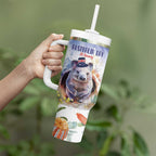 Wombat Australia Day Tumbler With Handle Happy 26 January - Banksia Watercolor