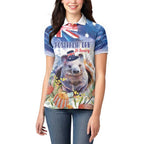 Wombat Australia Day Women Polo Shirt Happy 26 January - Banksia Watercolor