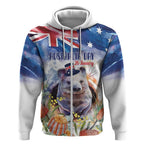 Wombat Australia Day Zip Hoodie Happy 26 January - Banksia Watercolor