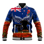 New Zealand ANZAC Day Baseball Jacket 25 April Last Post Camouflage With Poppies