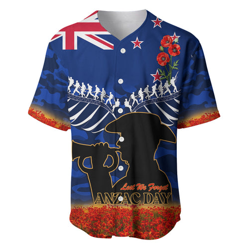 New Zealand ANZAC Day Baseball Jersey 25 April Last Post Camouflage With Poppies
