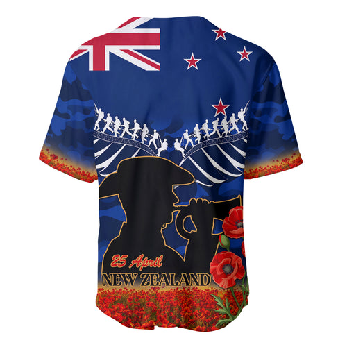 New Zealand ANZAC Day Baseball Jersey 25 April Last Post Camouflage With Poppies