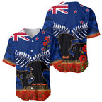 New Zealand ANZAC Day Baseball Jersey 25 April Last Post Camouflage With Poppies