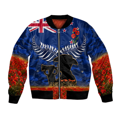 New Zealand ANZAC Day Bomber Jacket 25 April Last Post Camouflage With Poppies