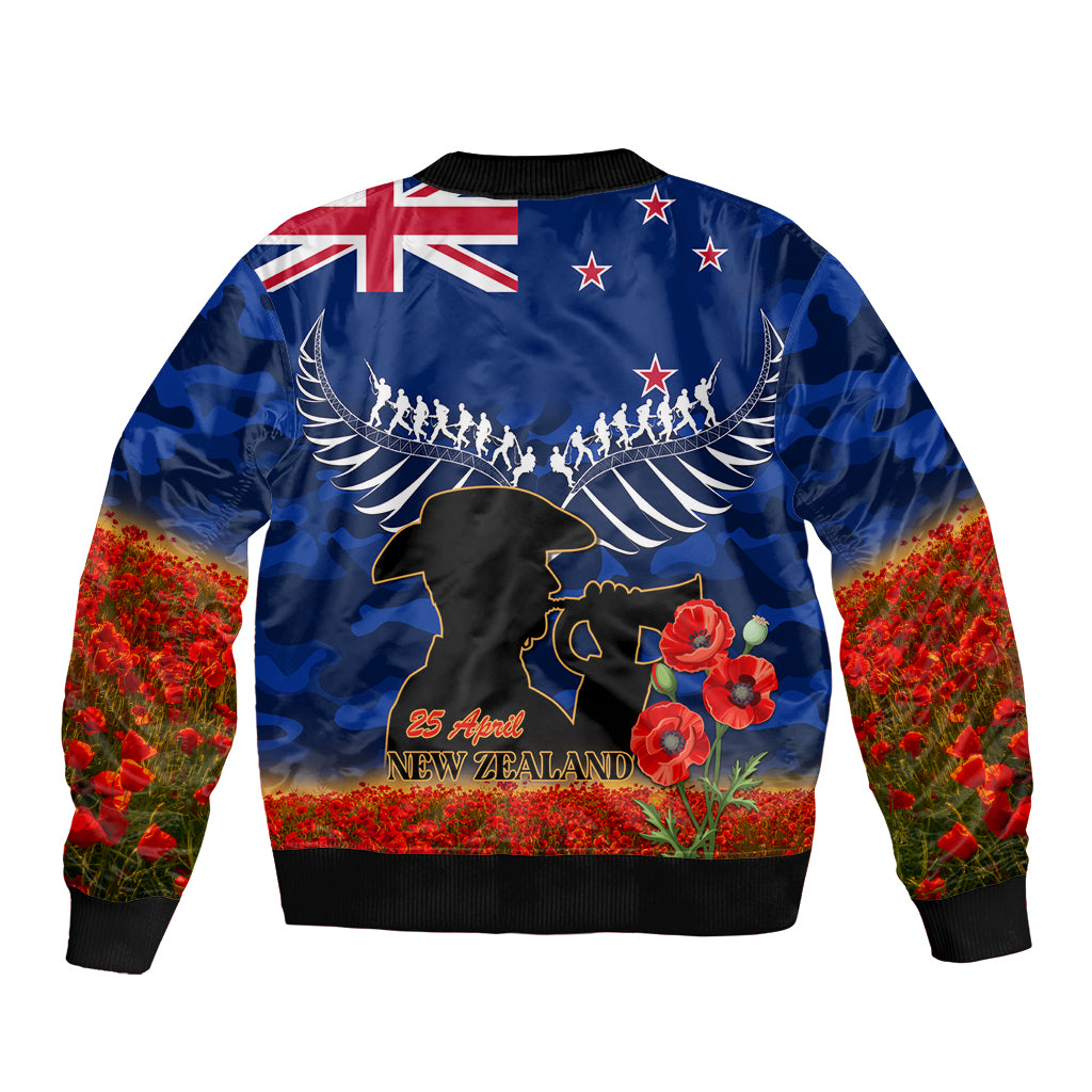 New Zealand ANZAC Day Bomber Jacket 25 April Last Post Camouflage With Poppies