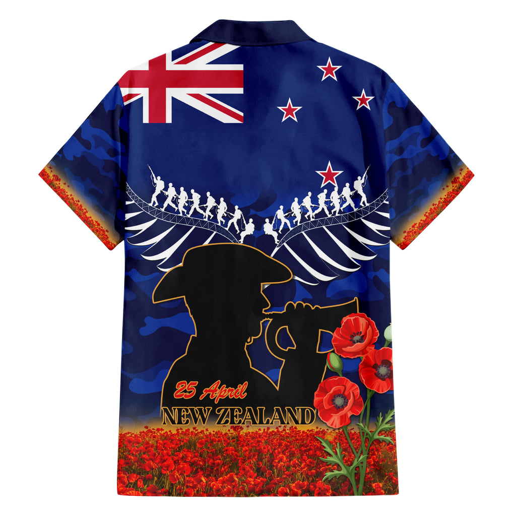 New Zealand ANZAC Day Hawaiian Shirt 25 April Last Post Camouflage With Poppies