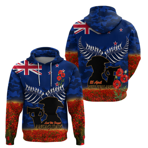 New Zealand ANZAC Day Hoodie 25 April Last Post Camouflage With Poppies