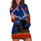 New Zealand ANZAC Day Hoodie Dress 25 April Last Post Camouflage With Poppies