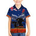 New Zealand ANZAC Day Kid Hawaiian Shirt 25 April Last Post Camouflage With Poppies