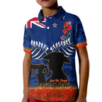 New Zealand ANZAC Day Kid Polo Shirt 25 April Last Post Camouflage With Poppies