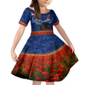 New Zealand ANZAC Day Kid Short Sleeve Dress 25 April Last Post Camouflage With Poppies