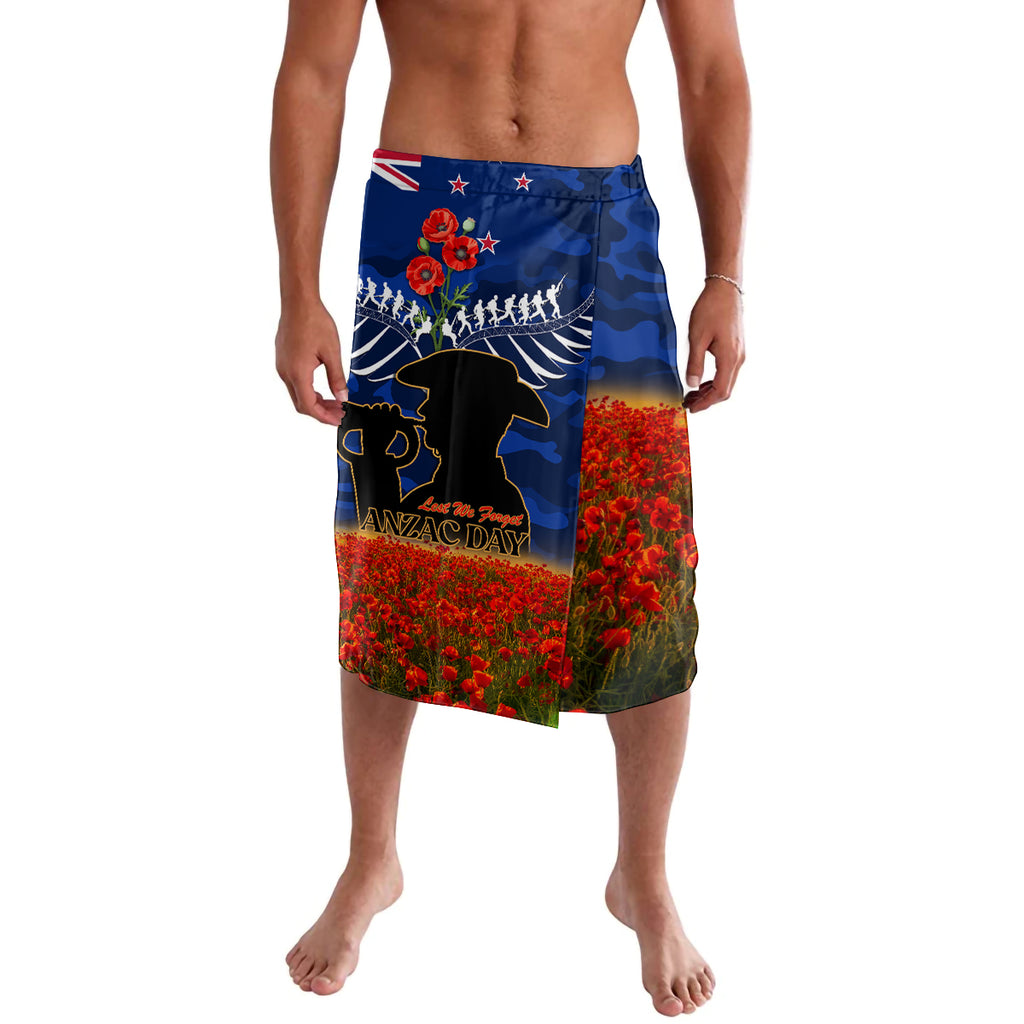 New Zealand ANZAC Day Lavalava 25 April Last Post Camouflage With Poppies