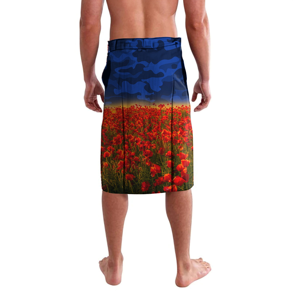 New Zealand ANZAC Day Lavalava 25 April Last Post Camouflage With Poppies