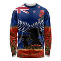 New Zealand ANZAC Day Long Sleeve Shirt 25 April Last Post Camouflage With Poppies