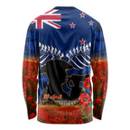 New Zealand ANZAC Day Long Sleeve Shirt 25 April Last Post Camouflage With Poppies