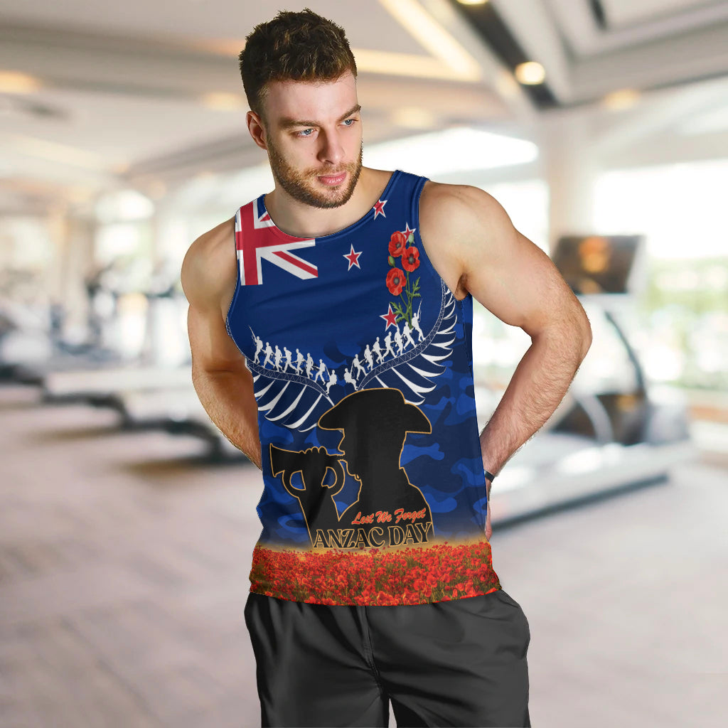 New Zealand ANZAC Day Men Tank Top 25 April Last Post Camouflage With Poppies