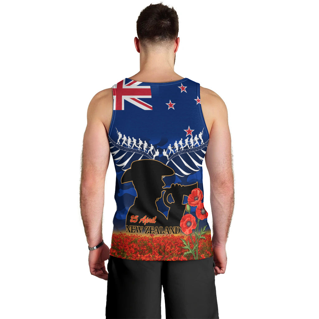 New Zealand ANZAC Day Men Tank Top 25 April Last Post Camouflage With Poppies