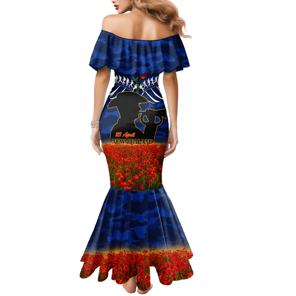 New Zealand ANZAC Day Mermaid Dress 25 April Last Post Camouflage With Poppies