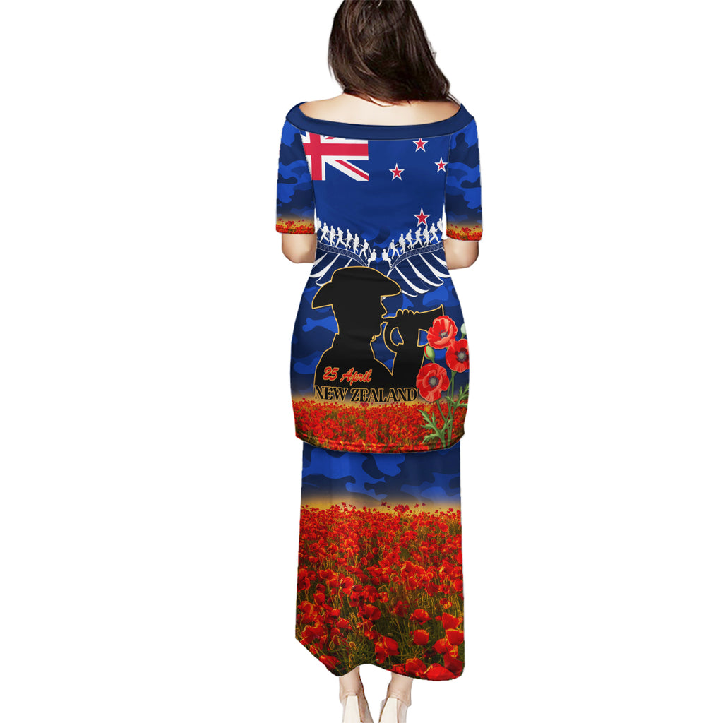 New Zealand ANZAC Day Puletasi 25 April Last Post Camouflage With Poppies