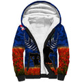 New Zealand ANZAC Day Sherpa Hoodie 25 April Last Post Camouflage With Poppies