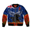 New Zealand ANZAC Day Sleeve Zip Bomber Jacket 25 April Last Post Camouflage With Poppies