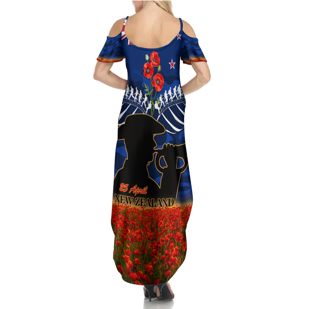 New Zealand ANZAC Day Summer Maxi Dress 25 April Last Post Camouflage With Poppies