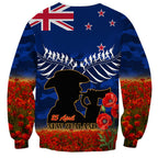 New Zealand ANZAC Day Sweatshirt 25 April Last Post Camouflage With Poppies