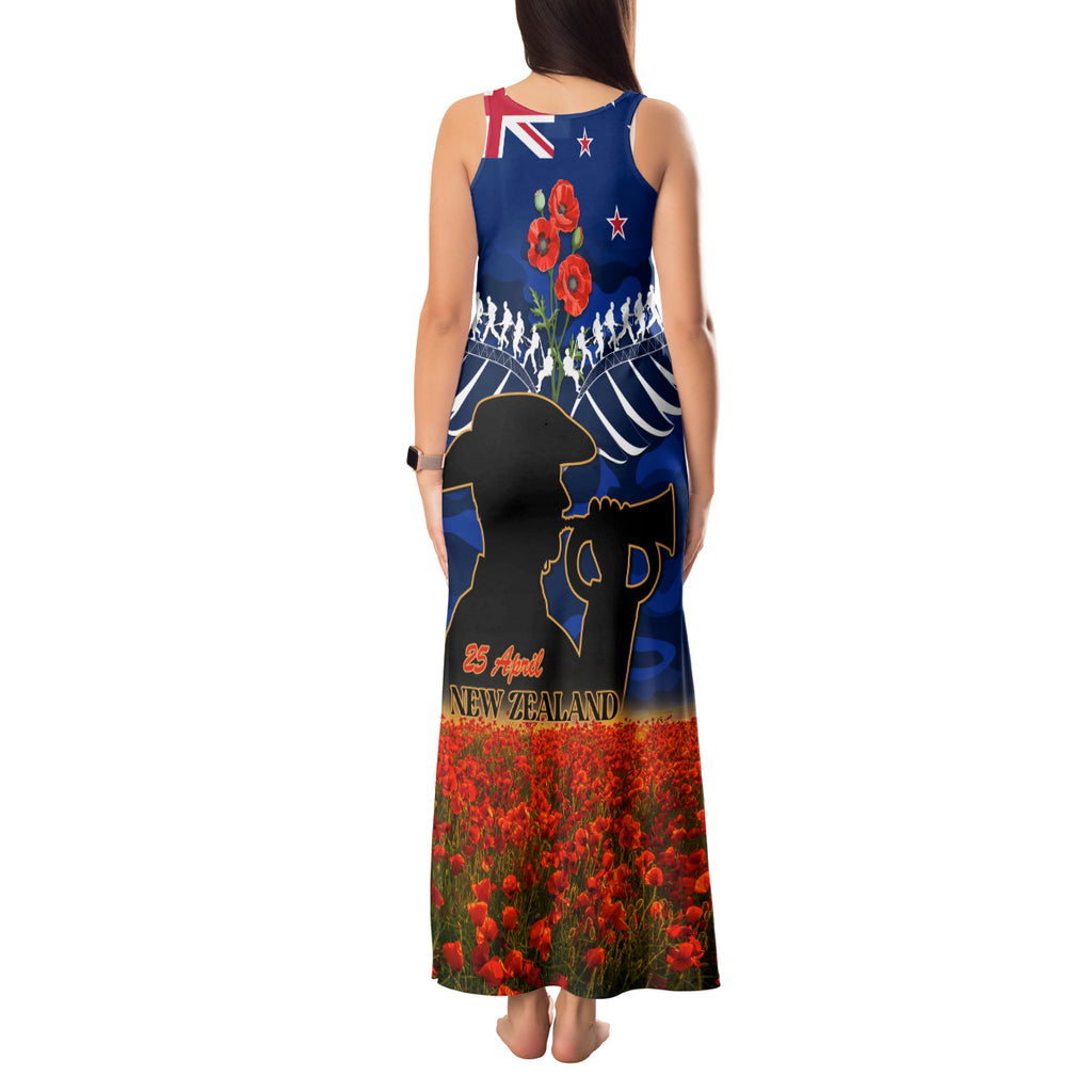 New Zealand ANZAC Day Tank Maxi Dress 25 April Last Post Camouflage With Poppies