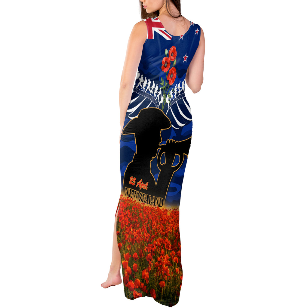 New Zealand ANZAC Day Tank Maxi Dress 25 April Last Post Camouflage With Poppies