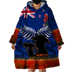 New Zealand ANZAC Day Wearable Blanket Hoodie 25 April Last Post Camouflage With Poppies